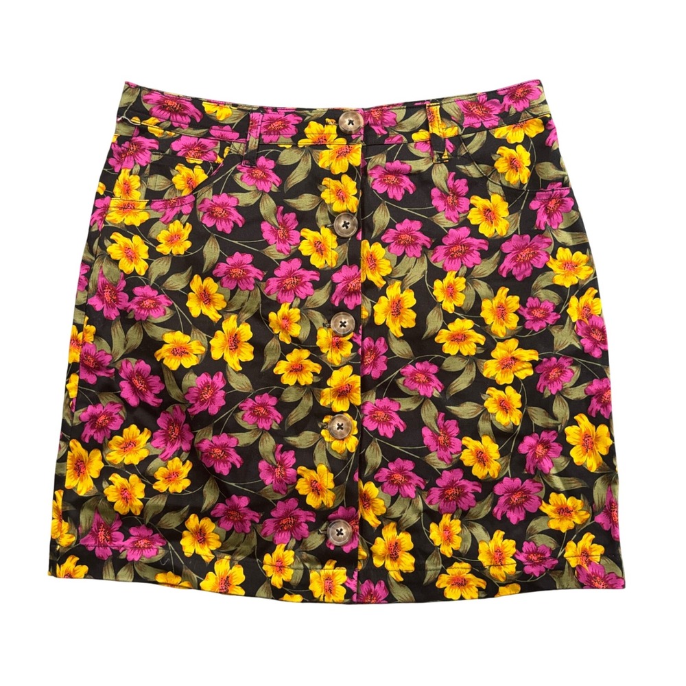 Y2K Floral Mini Skirt Women's Small Black Cottagecore Coquette Indie Fairycore
